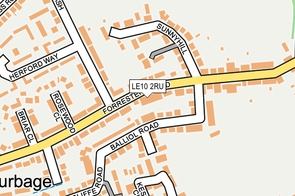 LE10 2RU map - OS OpenMap – Local (Ordnance Survey)