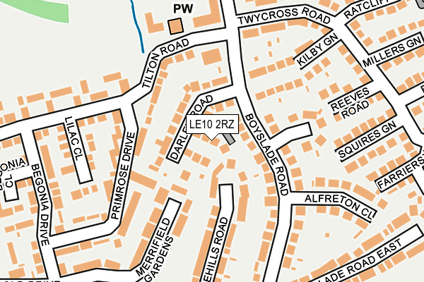 LE10 2RZ map - OS OpenMap – Local (Ordnance Survey)