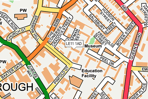 LE11 1AD map - OS OpenMap – Local (Ordnance Survey)