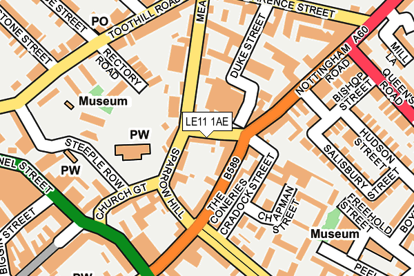 LE11 1AE map - OS OpenMap – Local (Ordnance Survey)