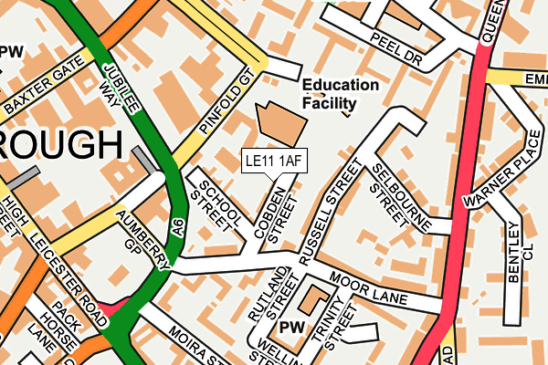 LE11 1AF map - OS OpenMap – Local (Ordnance Survey)