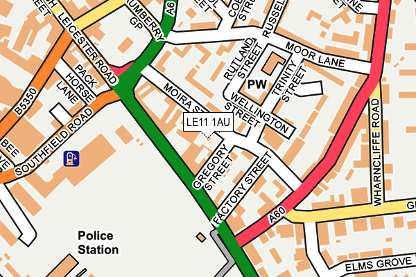 LE11 1AU map - OS OpenMap – Local (Ordnance Survey)