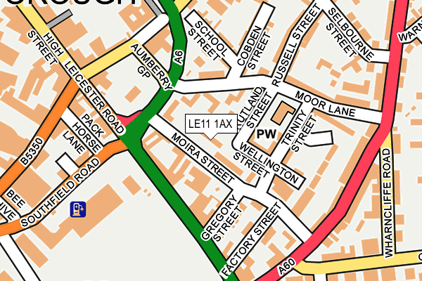 LE11 1AX map - OS OpenMap – Local (Ordnance Survey)