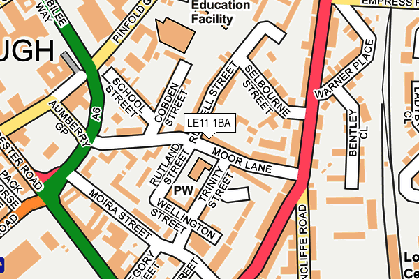 LE11 1BA map - OS OpenMap – Local (Ordnance Survey)