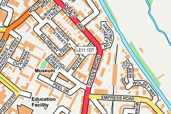 LE11 1DT map - OS OpenMap – Local (Ordnance Survey)