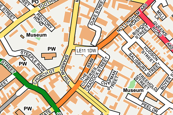 LE11 1DW map - OS OpenMap – Local (Ordnance Survey)