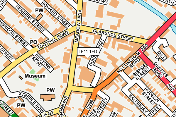 LE11 1ED map - OS OpenMap – Local (Ordnance Survey)