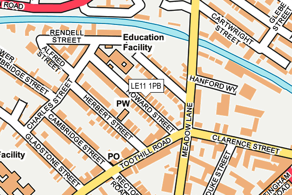 LE11 1PB map - OS OpenMap – Local (Ordnance Survey)