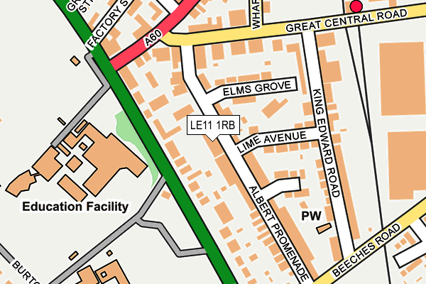 LE11 1RB map - OS OpenMap – Local (Ordnance Survey)
