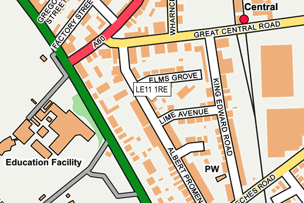 LE11 1RE map - OS OpenMap – Local (Ordnance Survey)