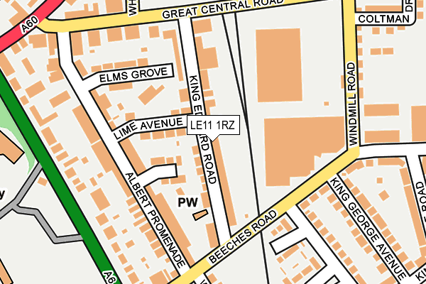 LE11 1RZ map - OS OpenMap – Local (Ordnance Survey)
