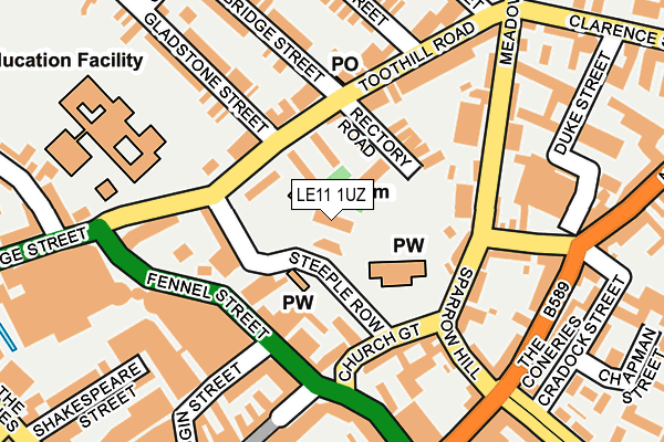 LE11 1UZ map - OS OpenMap – Local (Ordnance Survey)