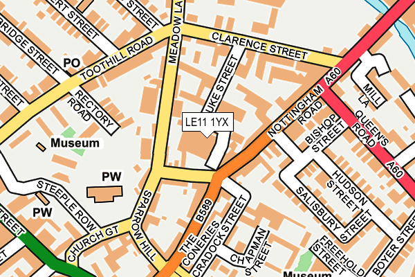 LE11 1YX map - OS OpenMap – Local (Ordnance Survey)