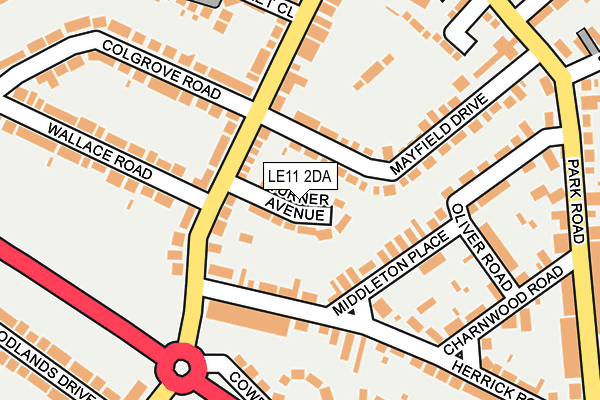 LE11 2DA map - OS OpenMap – Local (Ordnance Survey)