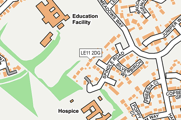 LE11 2DG map - OS OpenMap – Local (Ordnance Survey)