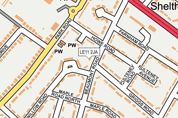 LE11 2JA map - OS OpenMap – Local (Ordnance Survey)