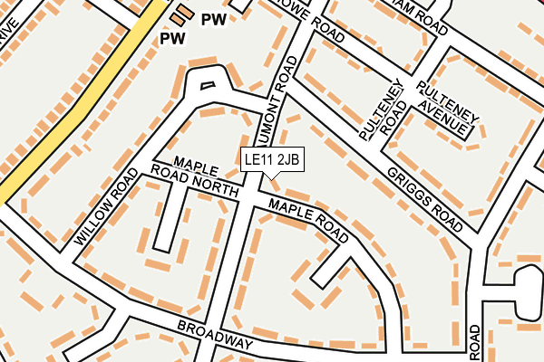 LE11 2JB map - OS OpenMap – Local (Ordnance Survey)