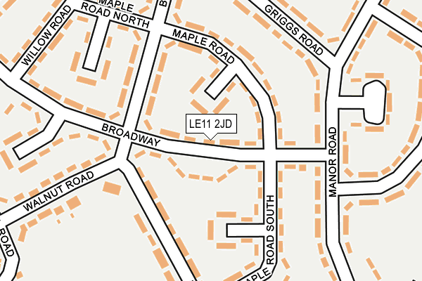 LE11 2JD map - OS OpenMap – Local (Ordnance Survey)