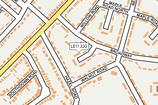 LE11 2JG map - OS OpenMap – Local (Ordnance Survey)