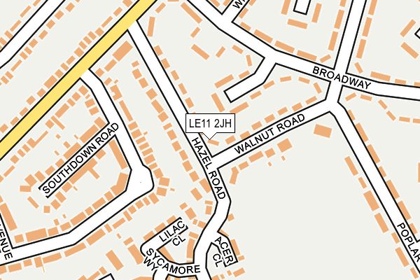 LE11 2JH map - OS OpenMap – Local (Ordnance Survey)