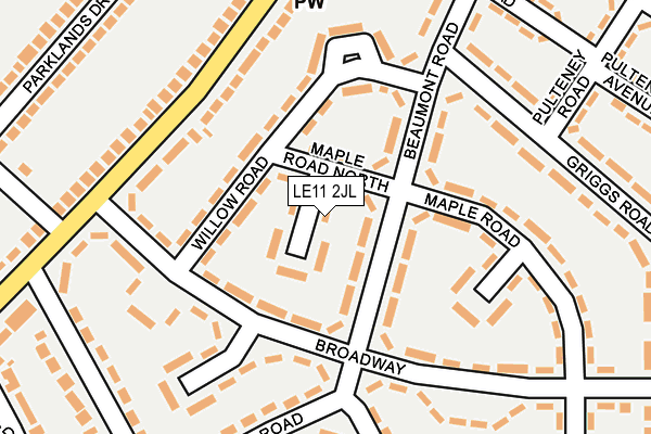 LE11 2JL map - OS OpenMap – Local (Ordnance Survey)