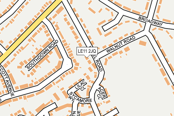 LE11 2JQ map - OS OpenMap – Local (Ordnance Survey)