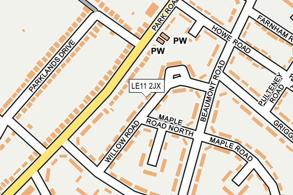 LE11 2JX map - OS OpenMap – Local (Ordnance Survey)