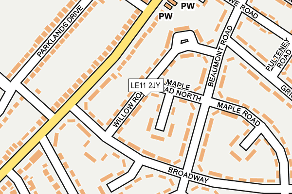 LE11 2JY map - OS OpenMap – Local (Ordnance Survey)