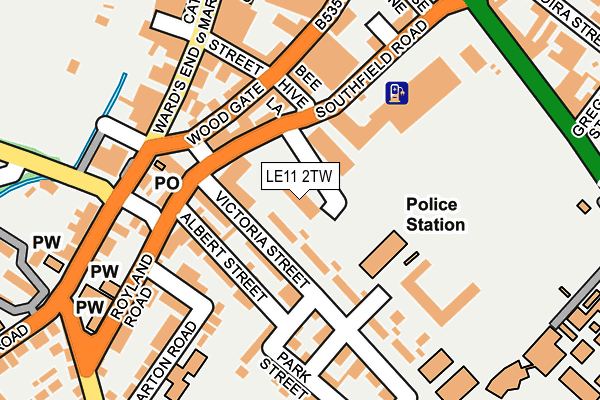 LE11 2TW map - OS OpenMap – Local (Ordnance Survey)