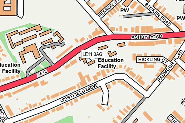 LE11 3AG map - OS OpenMap – Local (Ordnance Survey)