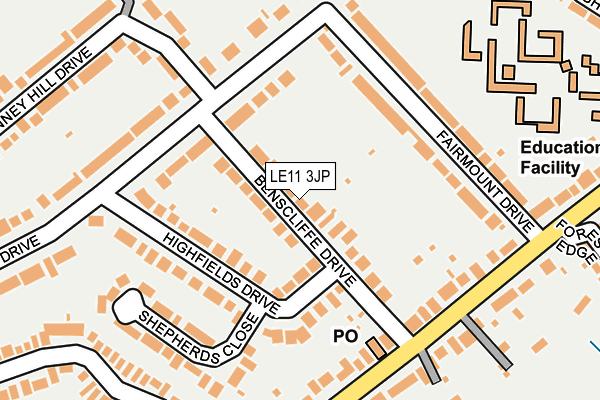 LE11 3JP map - OS OpenMap – Local (Ordnance Survey)
