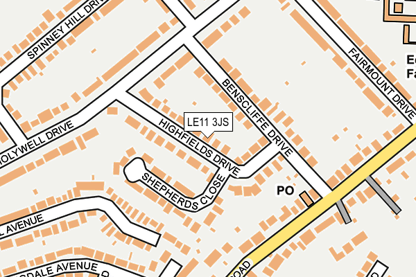 LE11 3JS map - OS OpenMap – Local (Ordnance Survey)