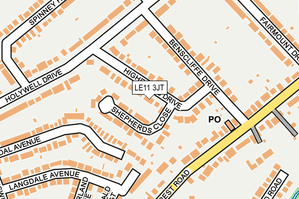 LE11 3JT map - OS OpenMap – Local (Ordnance Survey)