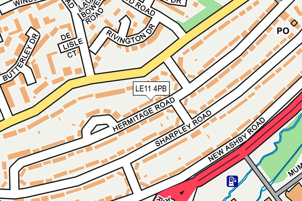 LE11 4PB map - OS OpenMap – Local (Ordnance Survey)