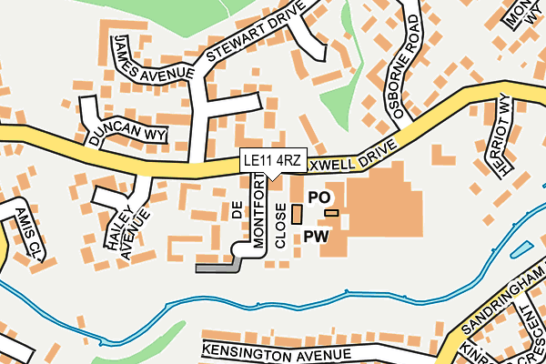 LE11 4RZ map - OS OpenMap – Local (Ordnance Survey)