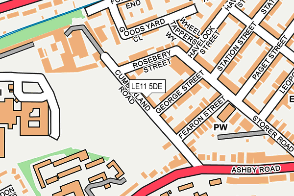 LE11 5DE map - OS OpenMap – Local (Ordnance Survey)