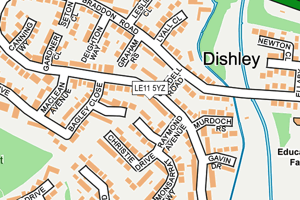 LE11 5YZ map - OS OpenMap – Local (Ordnance Survey)