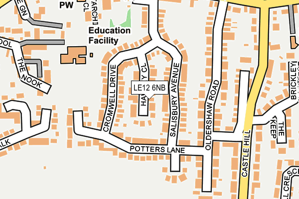 LE12 6NB map - OS OpenMap – Local (Ordnance Survey)