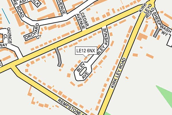 LE12 6NX map - OS OpenMap – Local (Ordnance Survey)