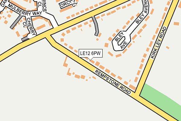 LE12 6PW map - OS OpenMap – Local (Ordnance Survey)