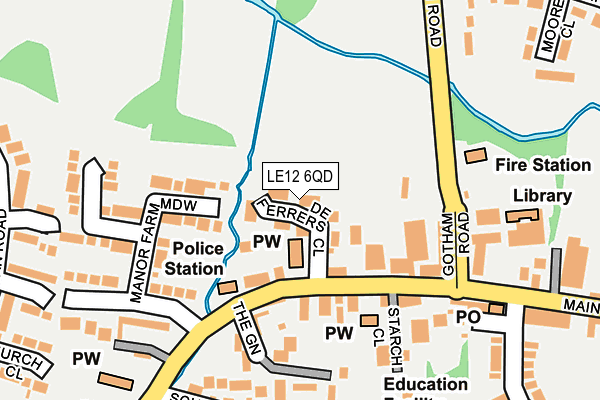 LE12 6QD map - OS OpenMap – Local (Ordnance Survey)