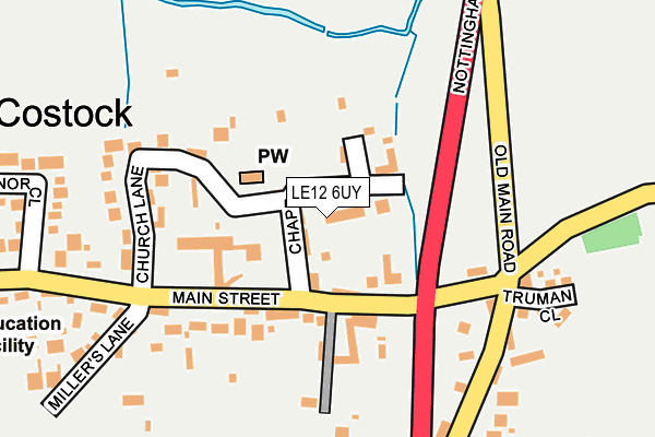 LE12 6UY map - OS OpenMap – Local (Ordnance Survey)