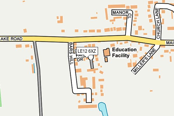 LE12 6XZ map - OS OpenMap – Local (Ordnance Survey)