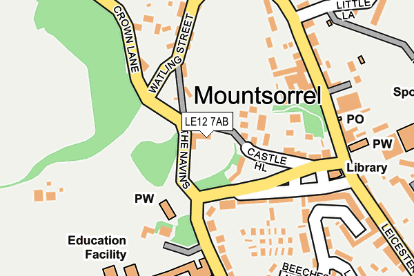 LE12 7AB map - OS OpenMap – Local (Ordnance Survey)