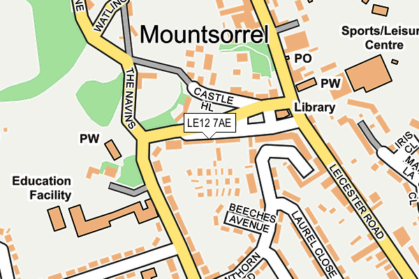 LE12 7AE map - OS OpenMap – Local (Ordnance Survey)