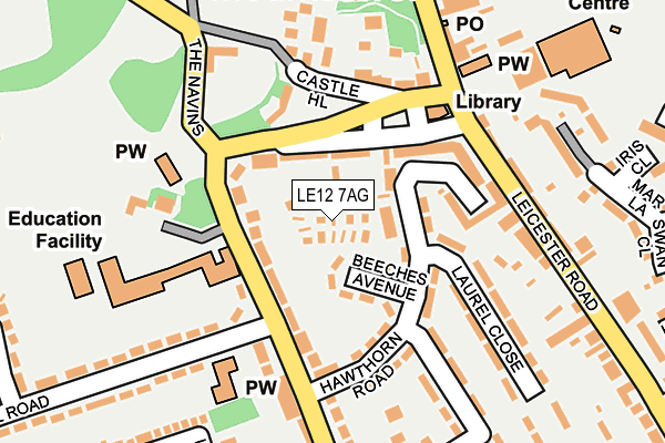 LE12 7AG map - OS OpenMap – Local (Ordnance Survey)