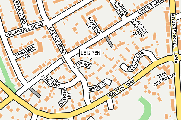 LE12 7BN map - OS OpenMap – Local (Ordnance Survey)