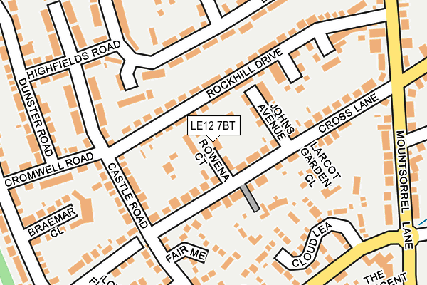 LE12 7BT map - OS OpenMap – Local (Ordnance Survey)