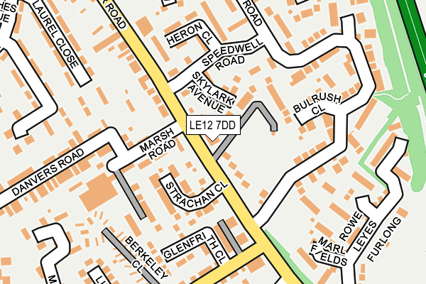 LE12 7DD map - OS OpenMap – Local (Ordnance Survey)