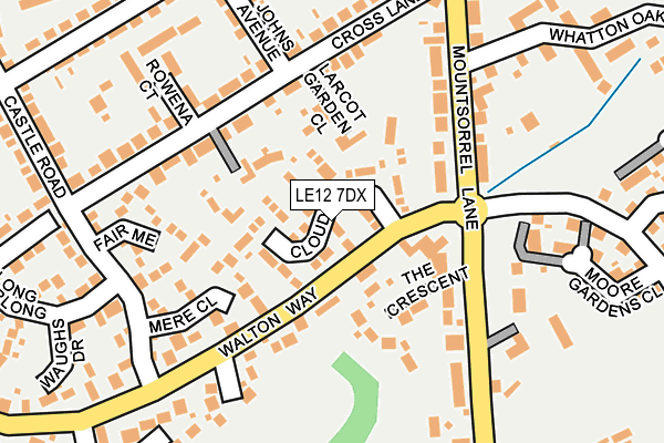 LE12 7DX map - OS OpenMap – Local (Ordnance Survey)